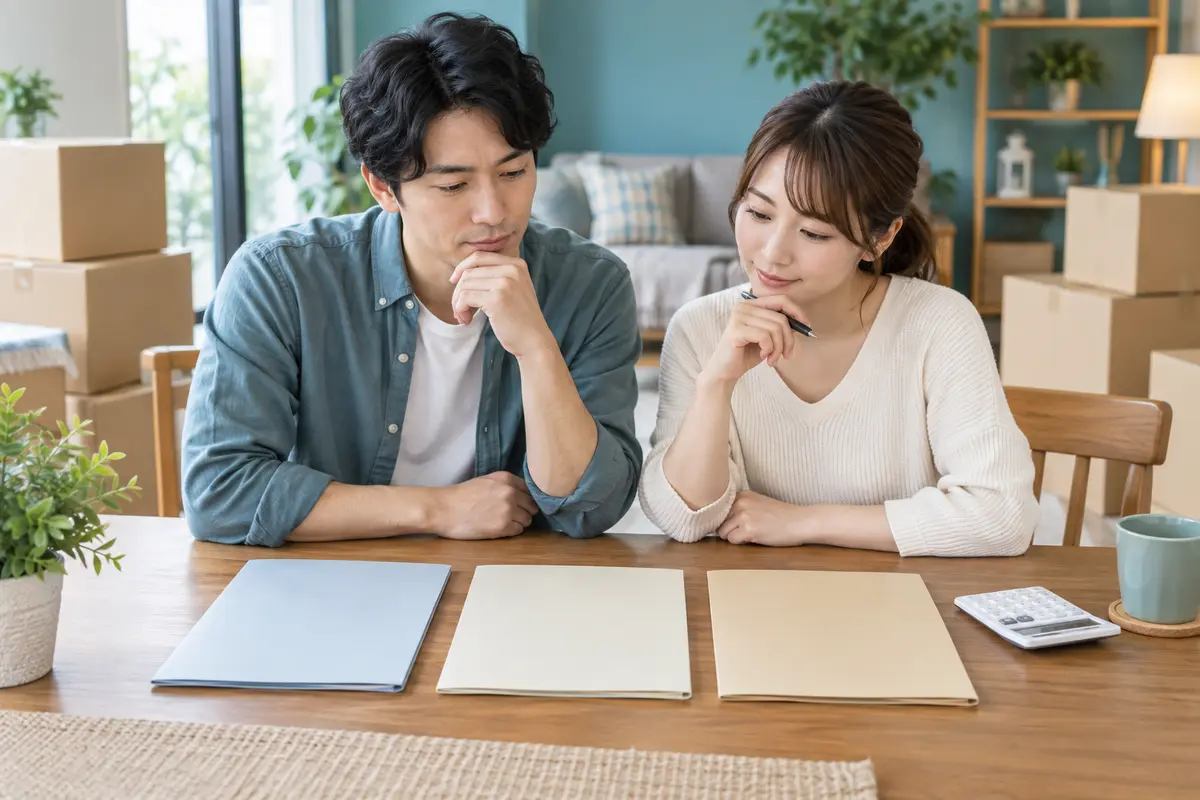 複数の引越し会社を比較する夫婦