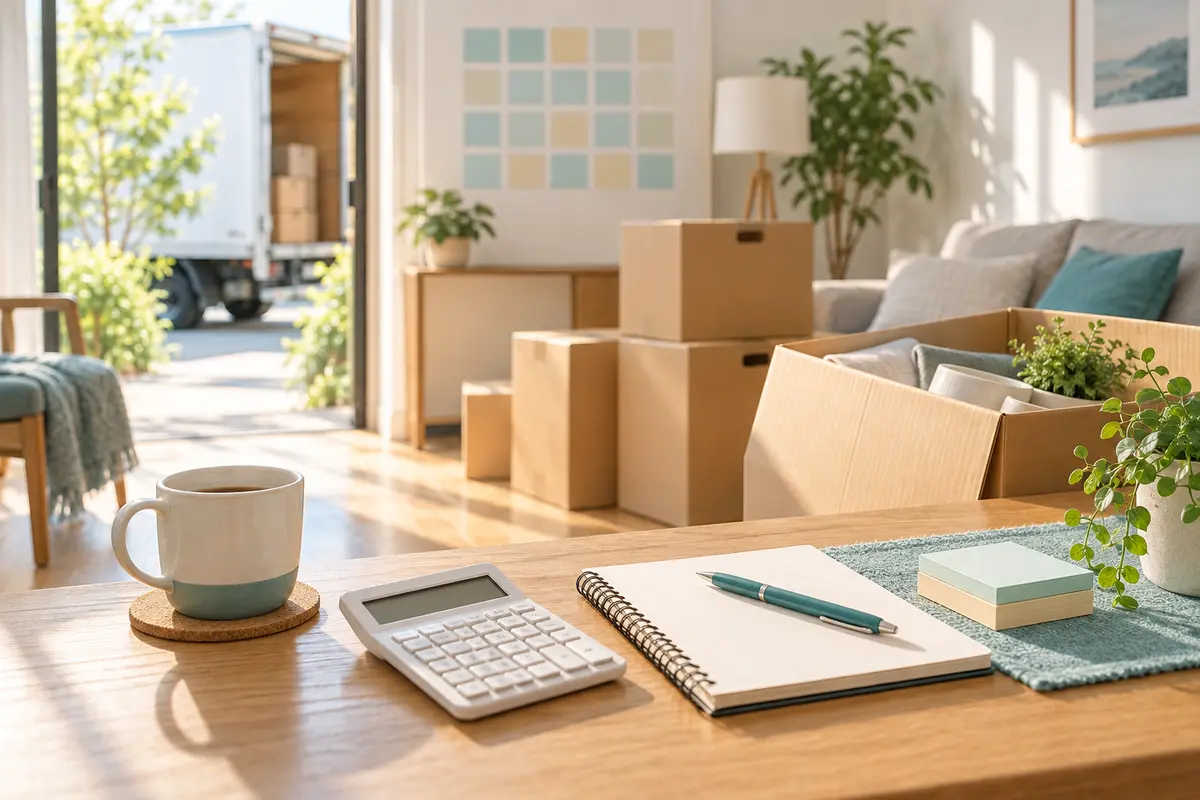 引越し費用を抑えるため荷物と予定を整理した室内